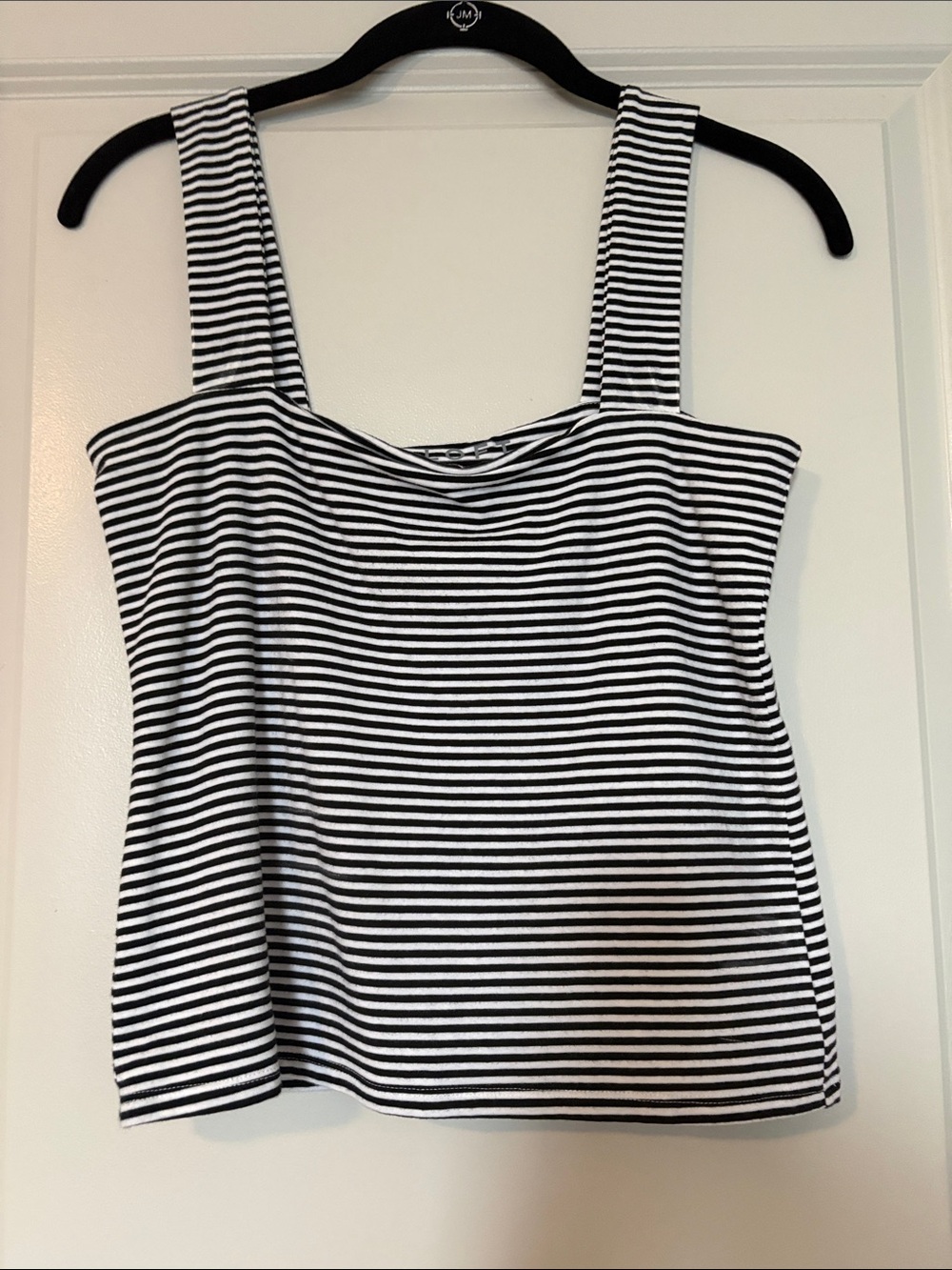 LOFT Black & White Striped Square-Neck Tank